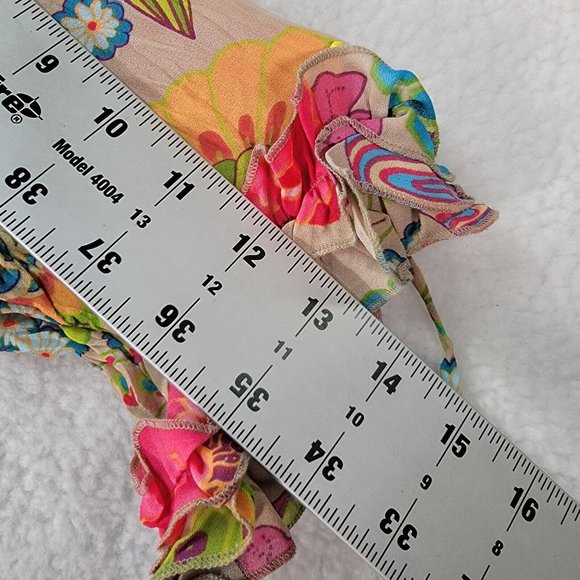 Y2K Caviar Mother of Pearl Floral Collar Maximalist Ruffle Sleeve Button Blouse - Picture 6 of 12